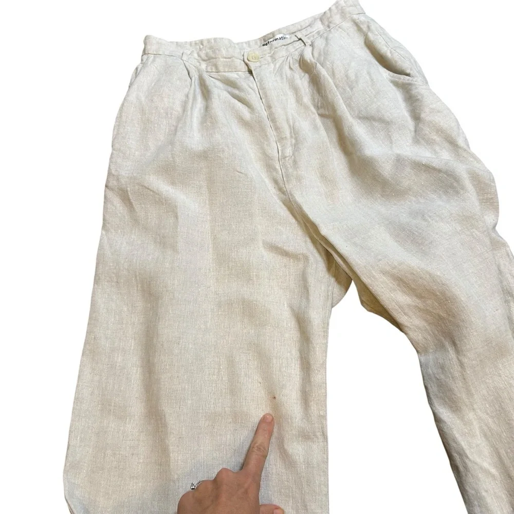 Reformation oatmeal linen vesta wide leg pleated trouser pants size 8 career - Picture 12 of 14